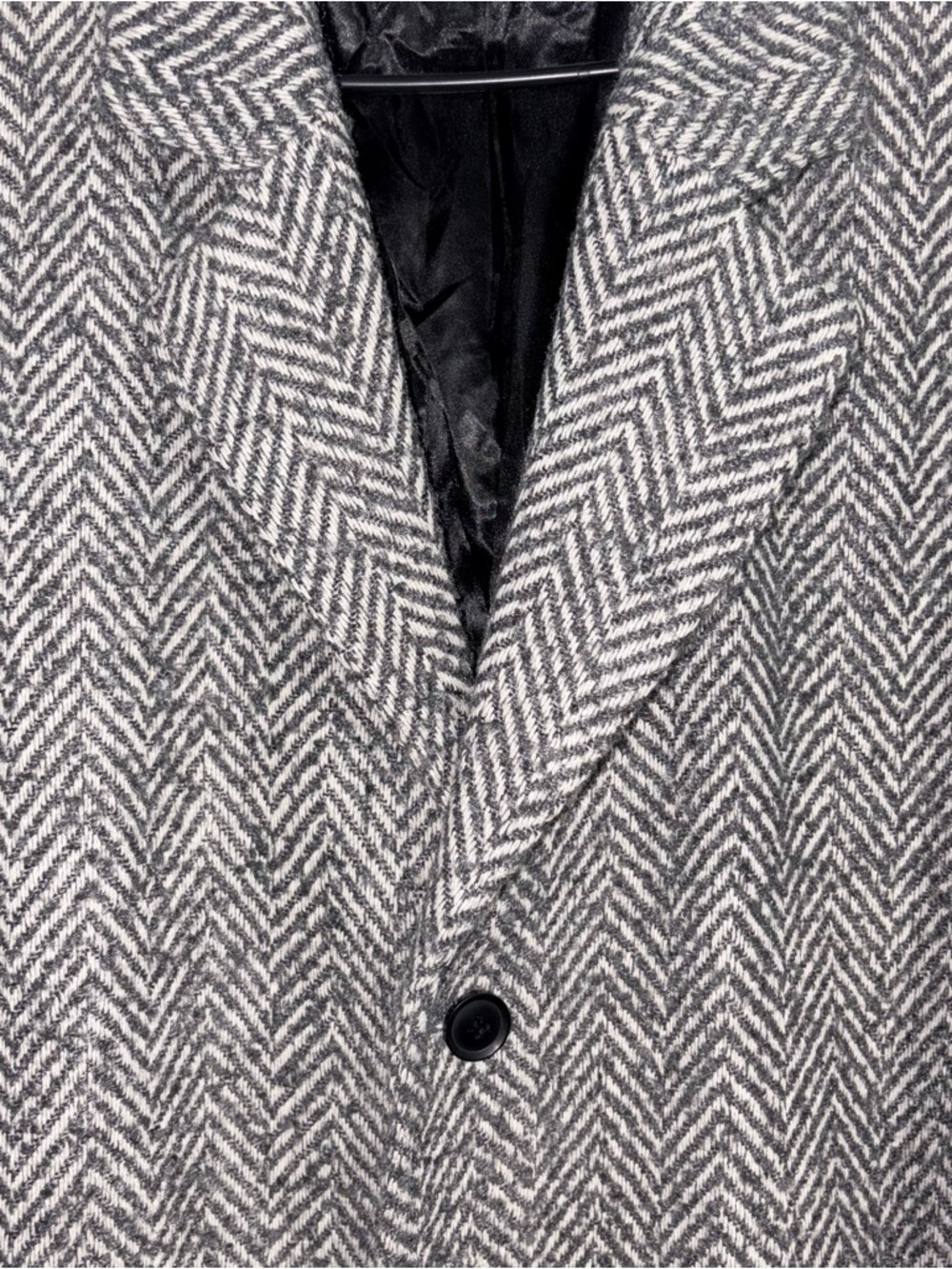 XXXL Men’s Novamen Herringbone Wool-Blend 3 Button Overcoat in Gray - Picture 4 of 4
